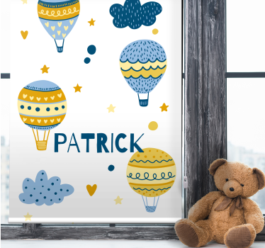 Mørklægningsgardiner børn luftballoner med navn - TenStickers