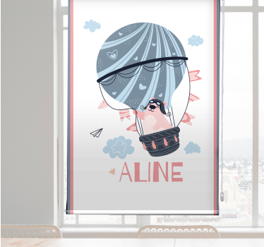 Luftballon med bjørn og navn mørklægningsgardiner børn - TenStickers