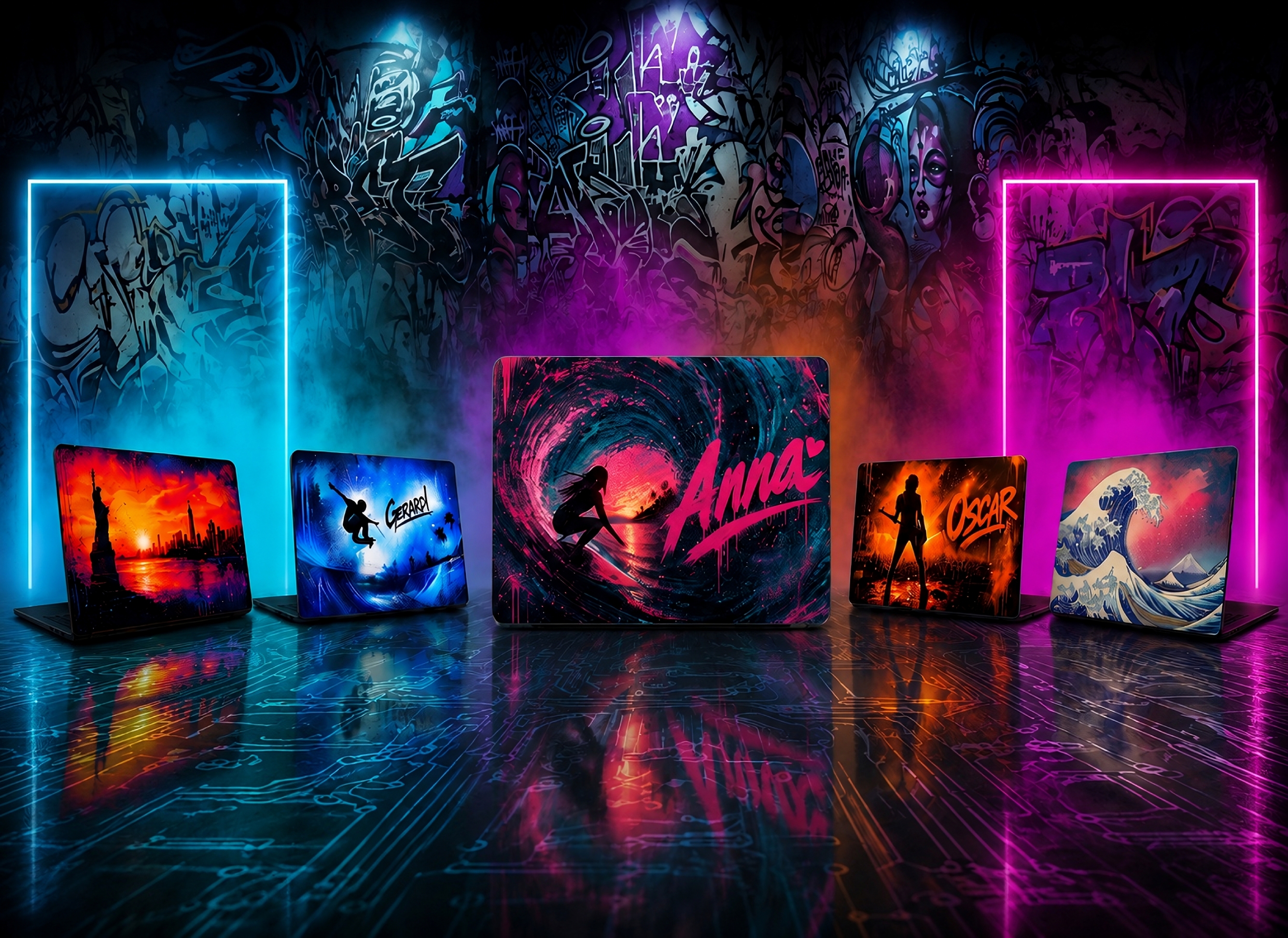 Samling af laptopstickers: