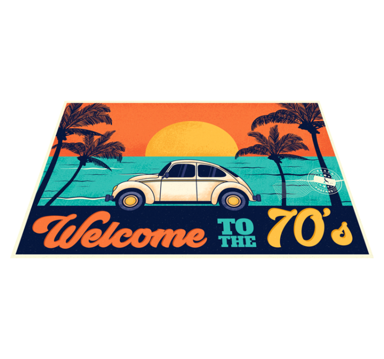 Elegant dækkeserviet retro 70'er strandscene - TenStickers