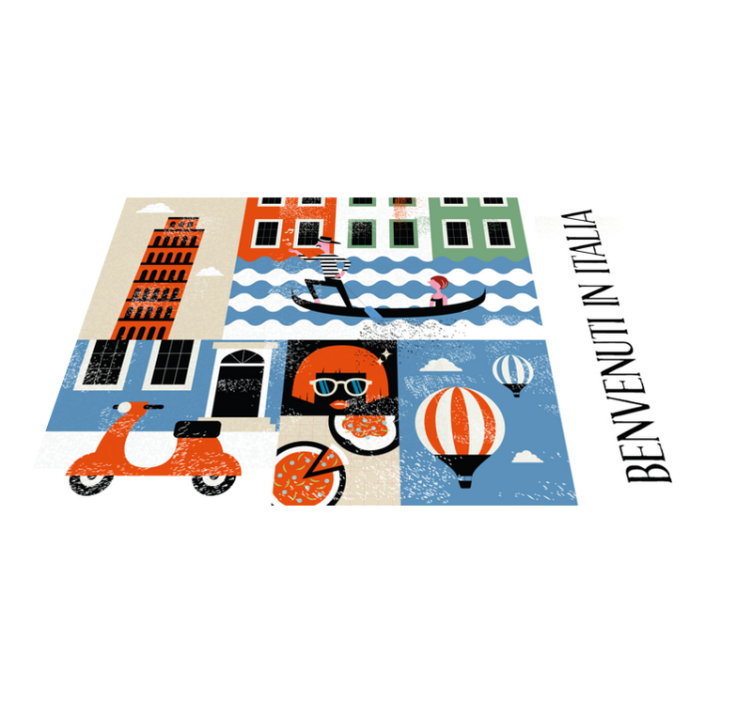 Italienske attraktioner dækkeserviet - TenStickers