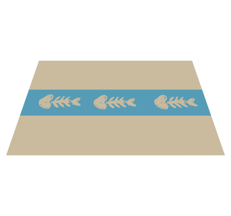 Brune og blå fiskeskelet vinylplademåtter - TenStickers