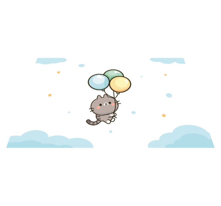 Kat og balloner dækkeservietter til børn - TenStickers