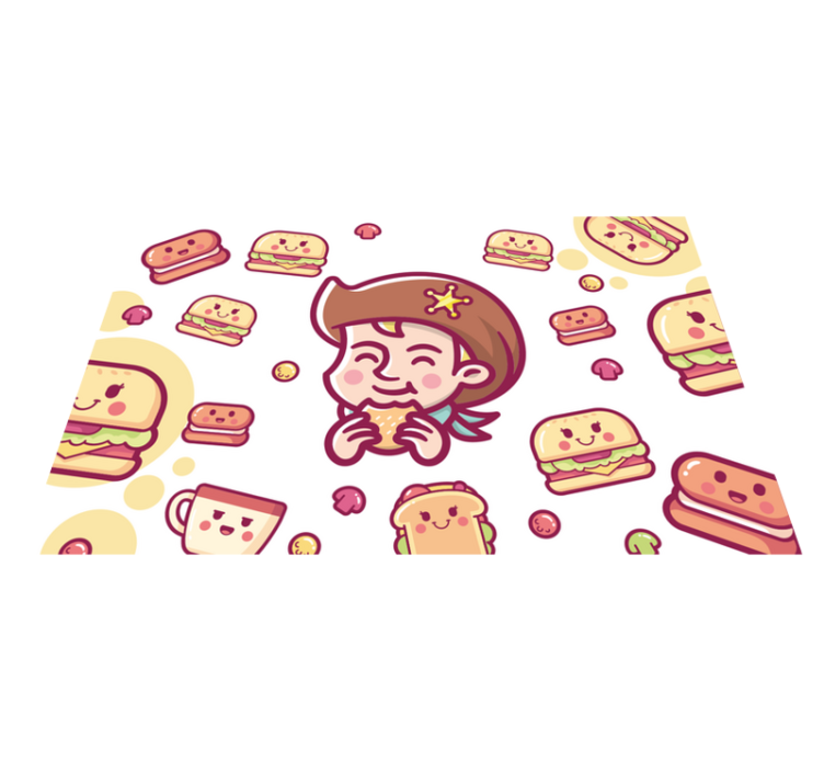 Dækkeserviet børn glade børn nyder burgere - TenStickers