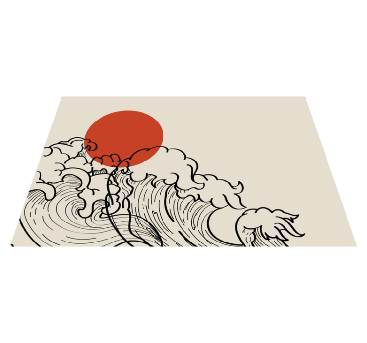 Japan bølge ocean illustration vinyl dækkeservietter - TenStickers