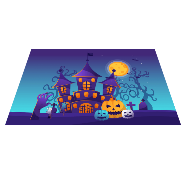 Halloween dækkeserviet spøgelsesslot scene - TenStickers