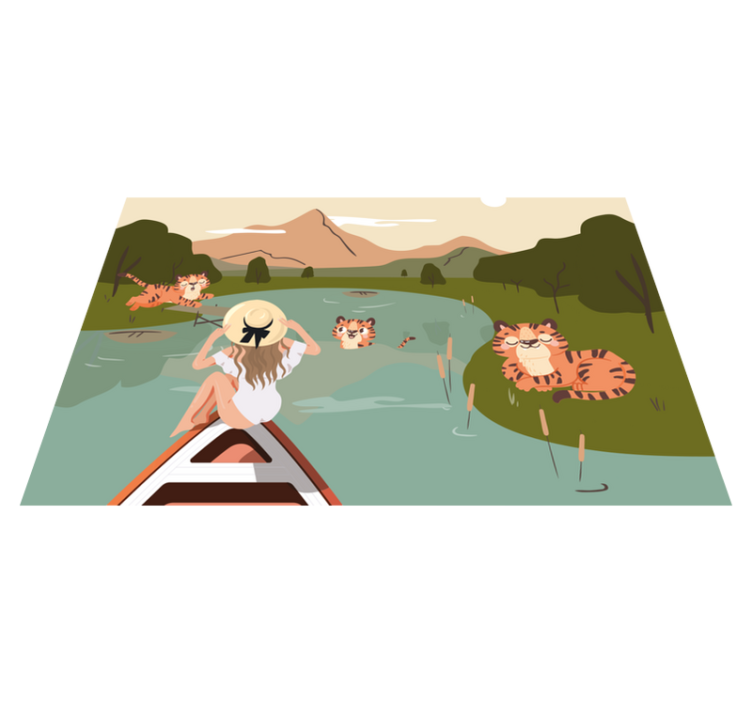 Dækkeserviet børn legende tigre scene - TenStickers