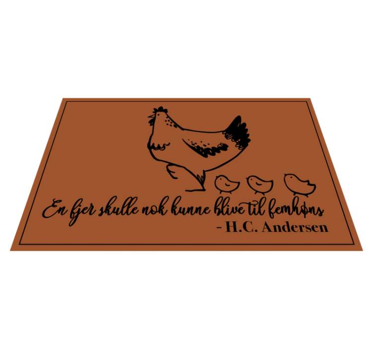 'en fjer bliver til fem høner' citat dækkeserviet - TenStickers