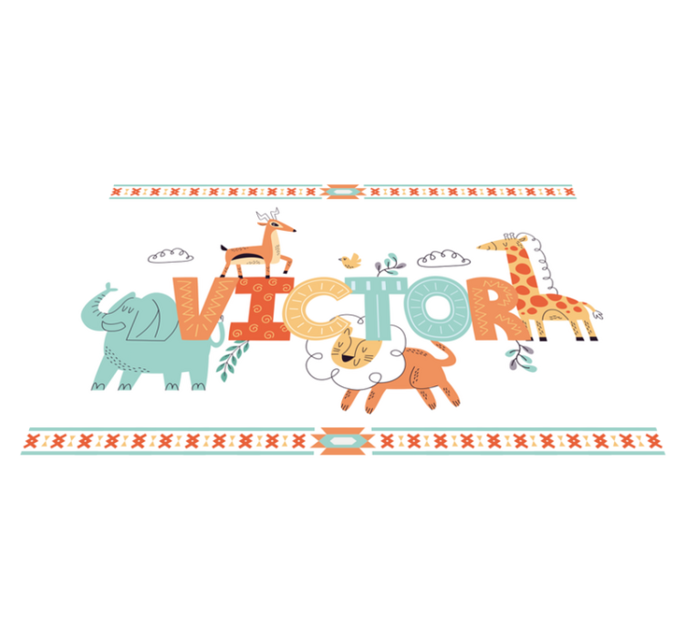 Dækkeserviet børn med dyrenavne kunst - TenStickers