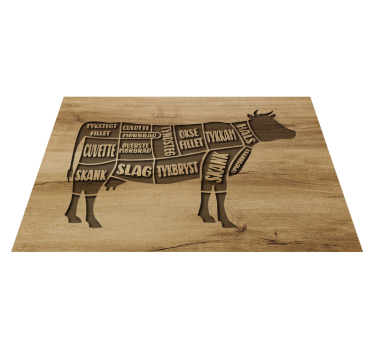Typer oksekødsudskæringer dækkeserviet - TenStickers