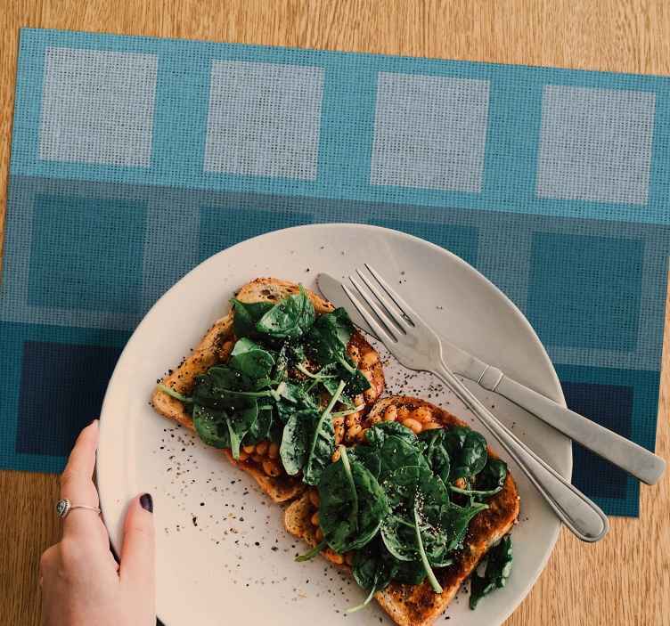 Blå firkanter moderne dækkeservietter - TenStickers