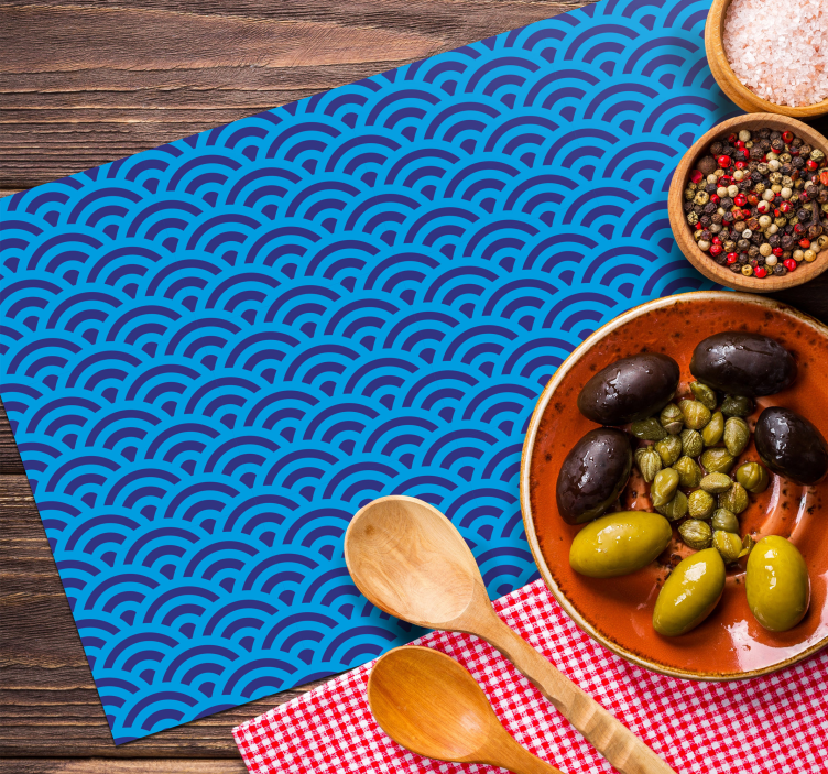 Blå japansk bølge originale dækkeservietter - TenStickers