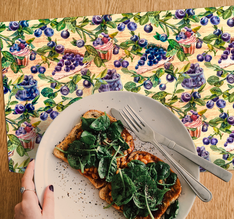 Blåbær grene vinyl dækkeservietter - TenStickers