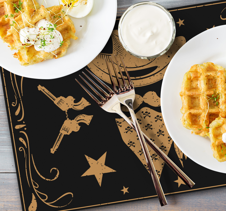 Cowboy hat, bandanna og revolver dækkeservietter - TenStickers