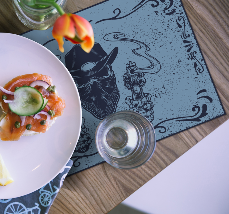 Cowboy-kranium og flokblå dækkeservietter - TenStickers