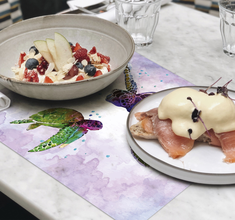 Farverige skildpadder dyre dækkeservietter - TenStickers