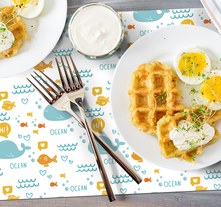 Havets skabninger dækkeserviet børn - TenStickers