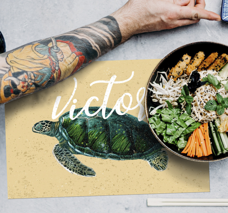 Havskildpadde med navn skildpadde dækkeservietter - TenStickers