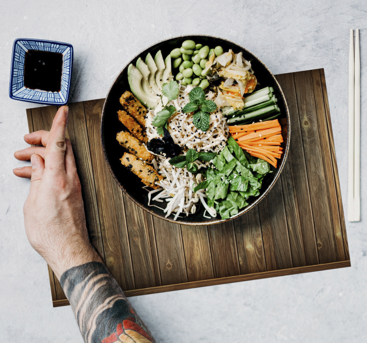 Imiteret træplade strukturerede dækkeservietter - TenStickers