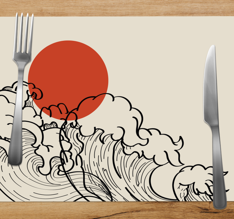 Japan bølge ocean illustration vinyl dækkeservietter - TenStickers