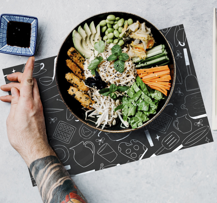 Køkkenredskaber og madrestaurant dækkeservietter - TenStickers