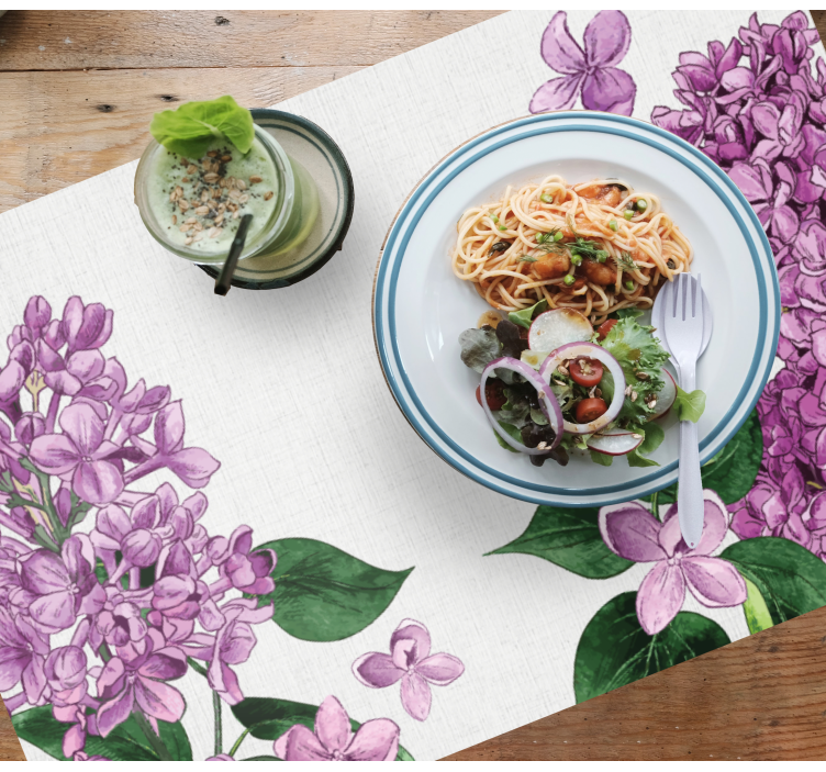 Lilla og grønne blomster originale dækkeservietter - TenStickers