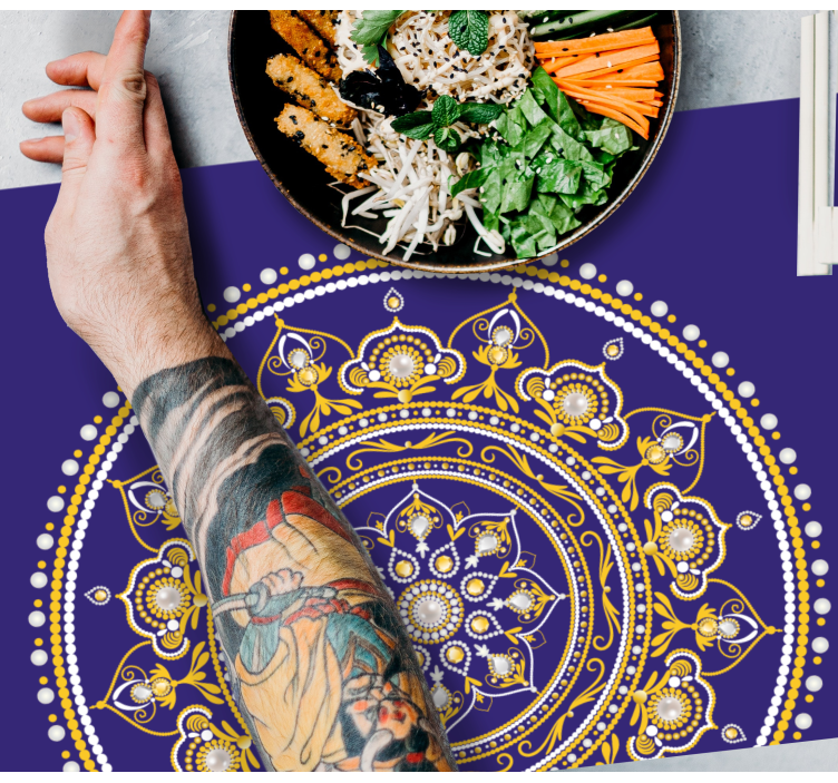 Lilla og guld indien mønster elegante dækkeservietter - TenStickers