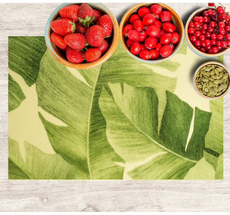 Malede grønne blade elegante dækkeservietter - TenStickers