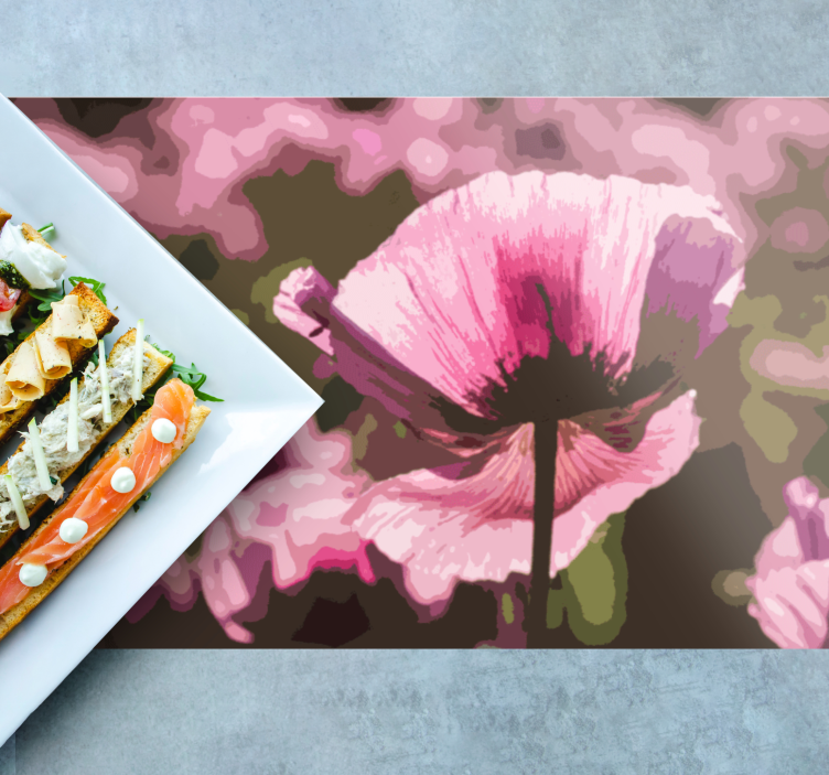 Maleri af lyserøde valmuer dækkeserviet - TenStickers