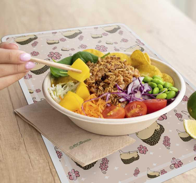 Piggsvin og tusindfryd pindsvin dækkeservietter - TenStickers