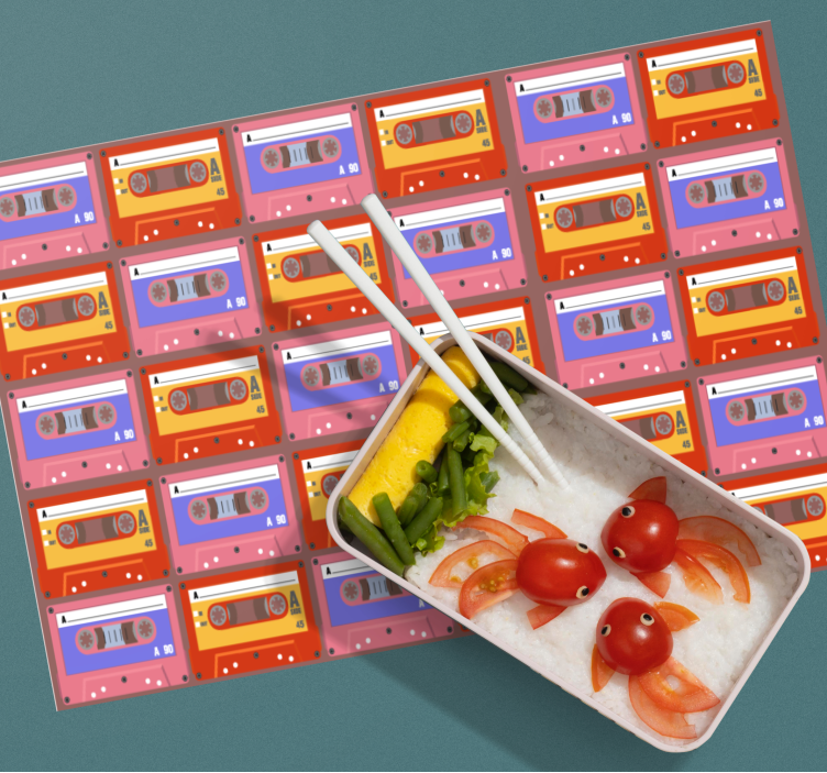 Rødt og pink 80'er kassettemønster dækkeserviet - TenStickers