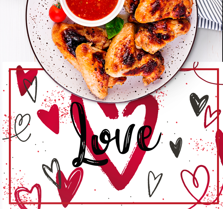 Rødt hjerte med kærlighed skrevet originale dækkeservietter - TenStickers