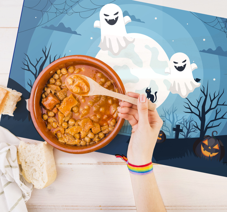 Skræmmende spøgelser halloween dækkeservietter - TenStickers