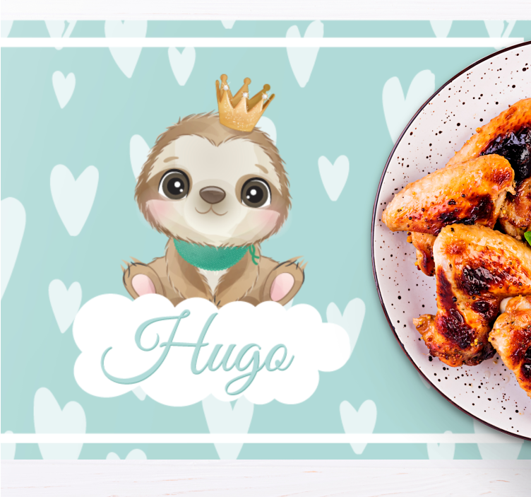 Sød dovendyr til dreng med navnebørn dækkeservietter - TenStickers