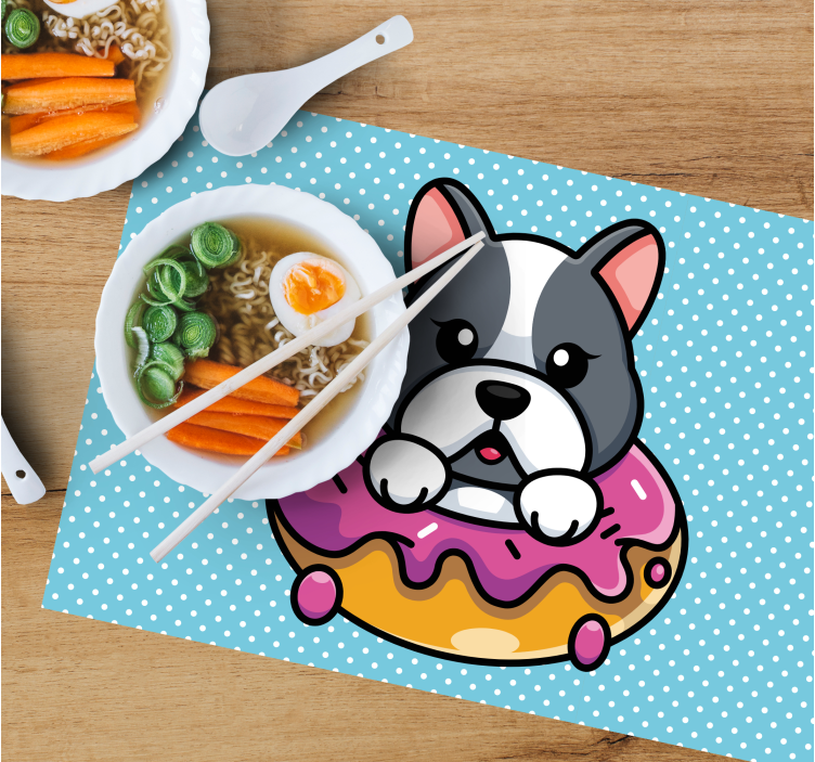 Sød hund inde i en doughnut originale dækkeservietter - TenStickers