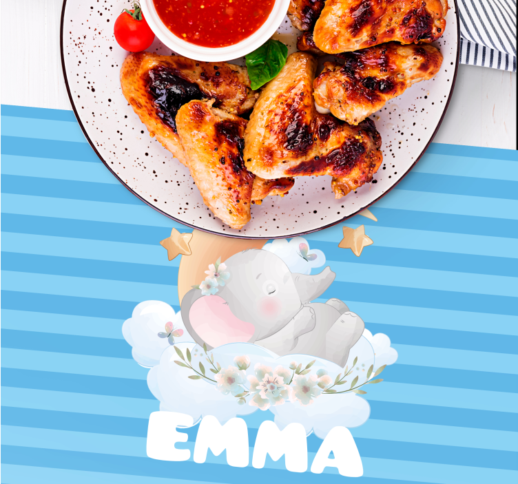 Søde dyr elefant med navn dækkeservietter - TenStickers