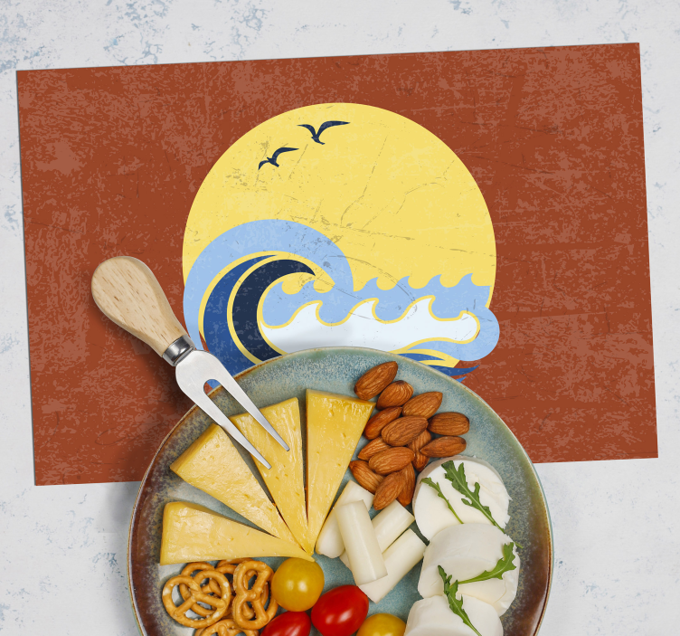 Sol, strand og bølge 70'ers sol dækkeservietter - TenStickers