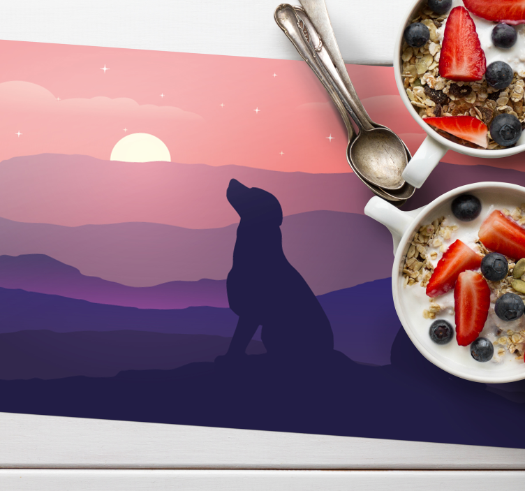 Solnedgang og hunde vinyl dækkeservietter - TenStickers