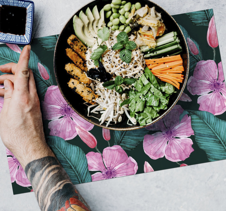 Store tropiske blomster dækkeservietter - TenStickers