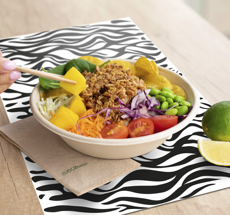 Stribet baggrund zebra dækkeservietter - TenStickers