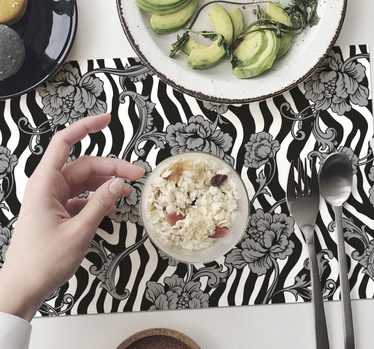 Stribet print og dekorative blomsterplader - TenStickers