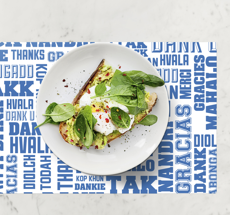 Tak på mange sprog restaurant dækkeservietter - TenStickers