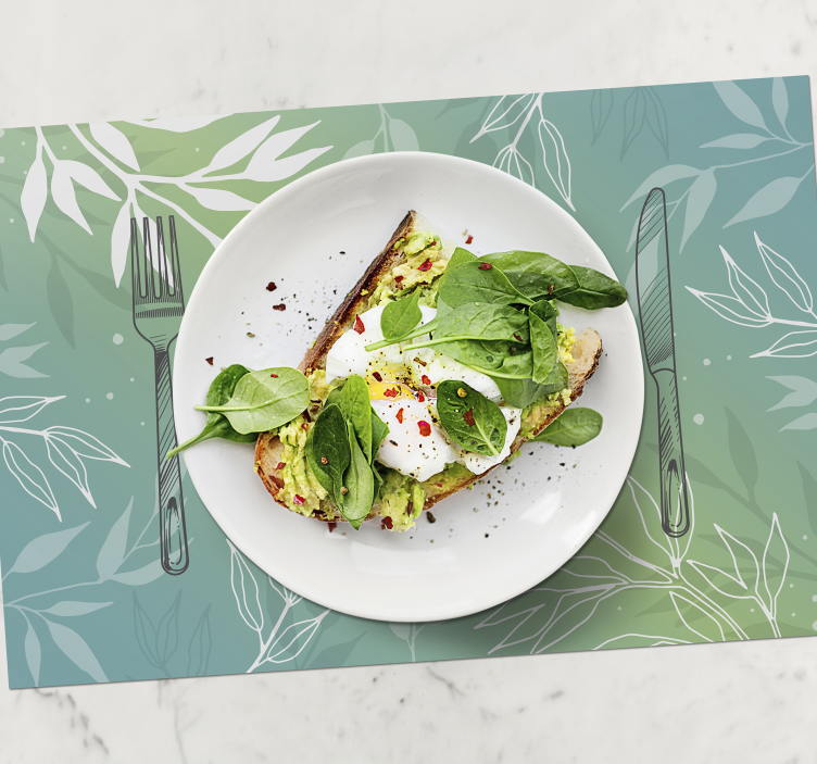 Tallerken og bestik med akvarelplader - TenStickers