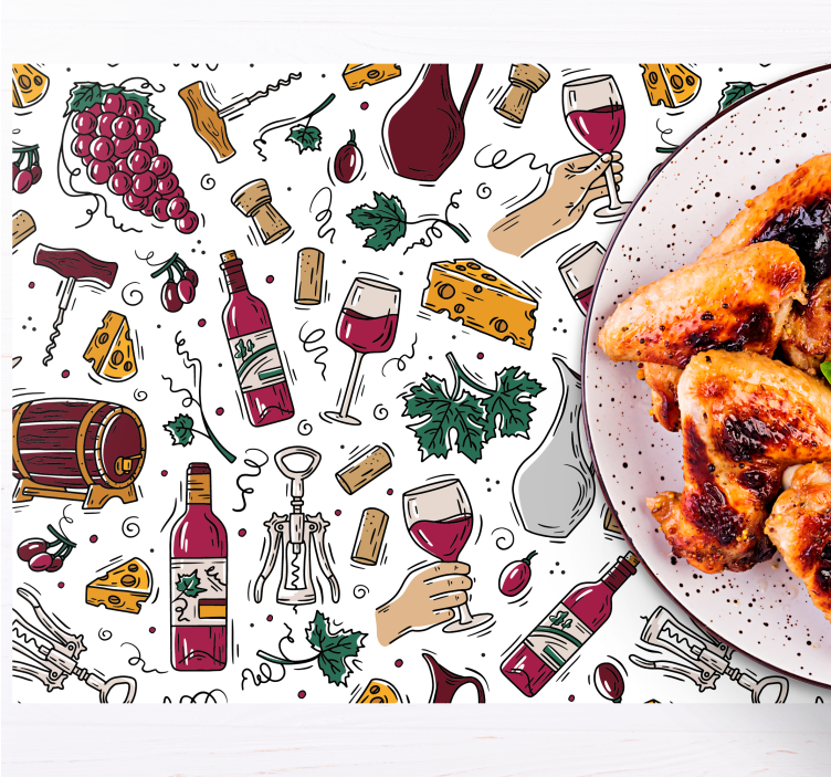 Druer, vin og ost vintage dækkeservietter - TenStickers