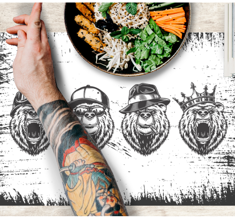 Vintage logo stil bjørn restaurant dækkeservietter - TenStickers