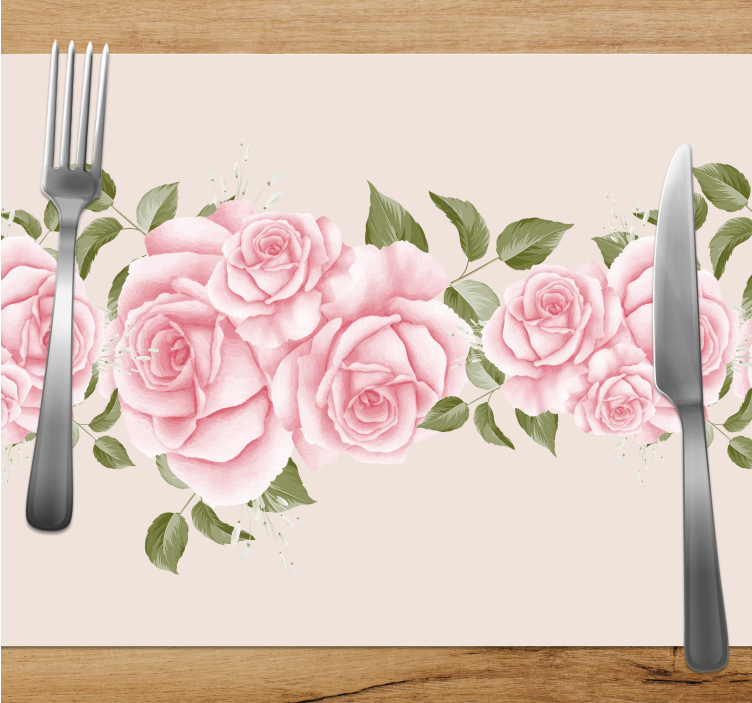 Vintage pink rose mønster elegante dækkeservietter - TenStickers