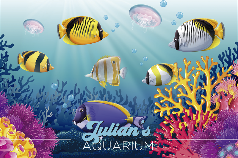 Fisk, der svømmer under havet, fisk dækkeservietter - TenStickers