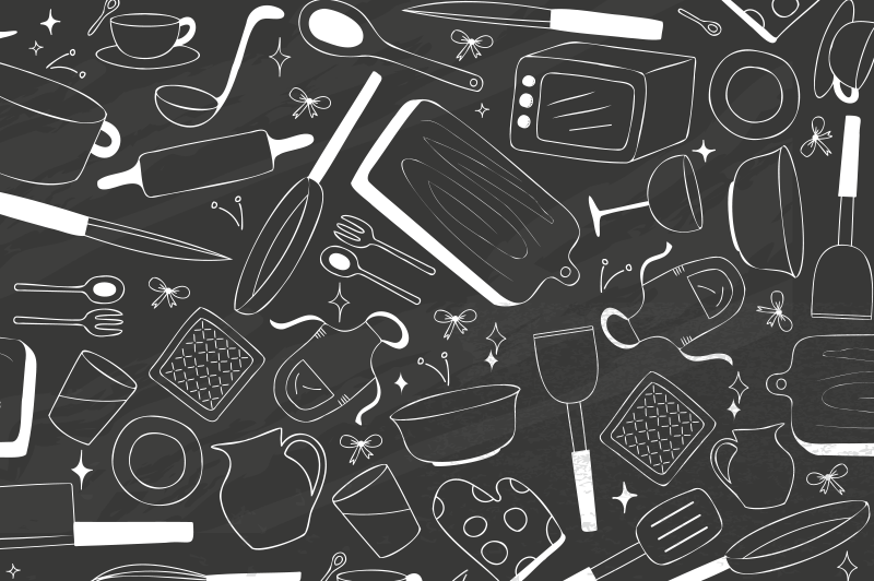 Køkkenredskaber og madrestaurant dækkeservietter - TenStickers