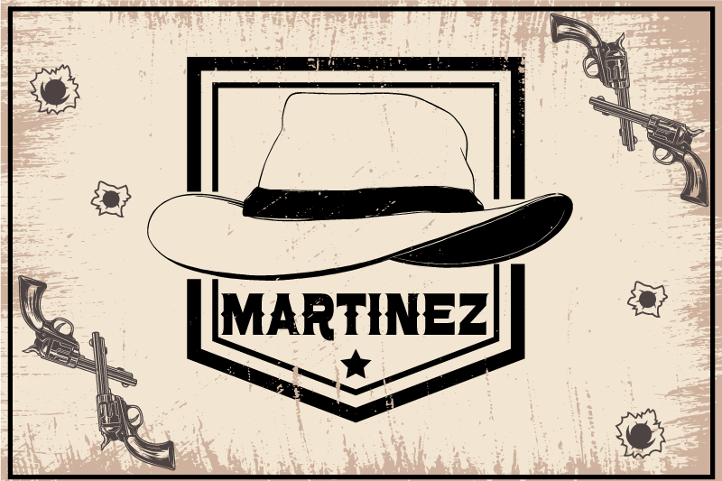 Cowboy hat med navn dækkeservietter - TenStickers