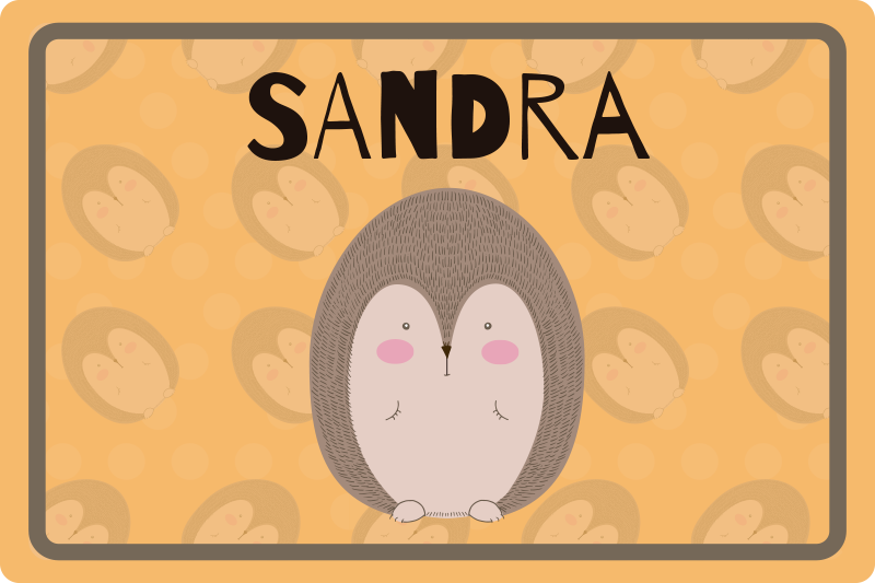 Dækkeserviet børn med sødt pindsvinekunst - TenStickers